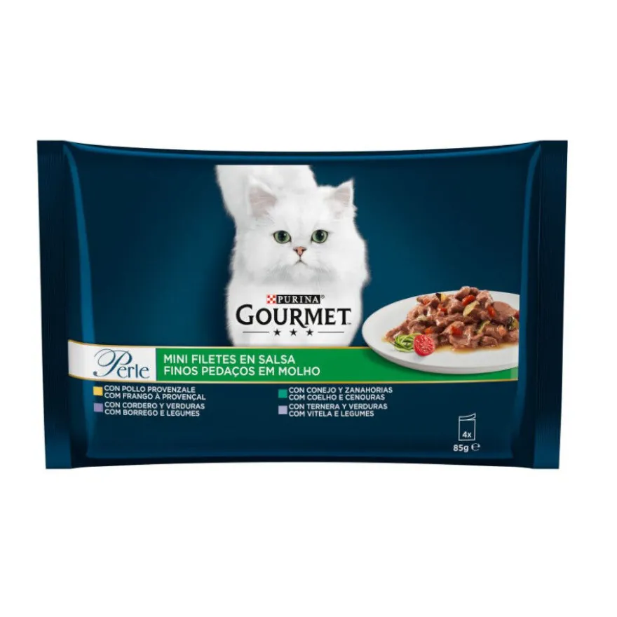 Gourmet Perle Filetes de Carne com Legumes em molho saquetas para gatos