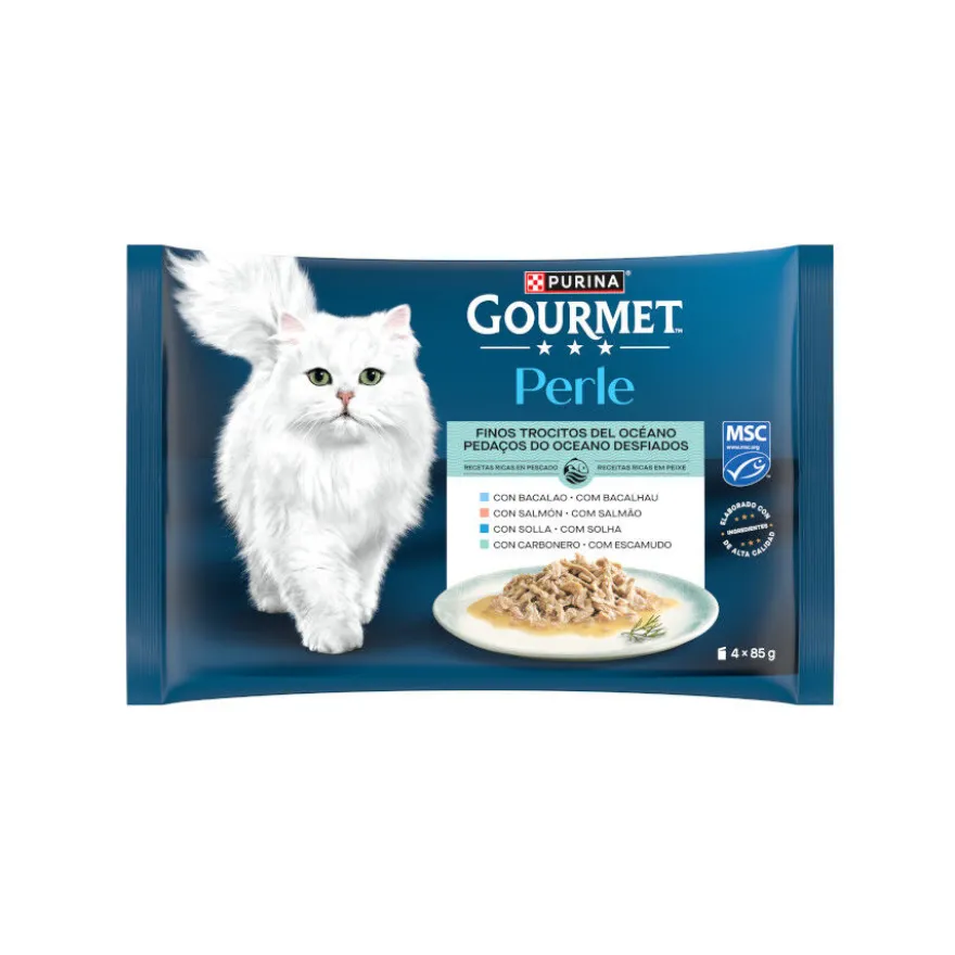 Gourmet Perle Finos Pedaços do Oceano em molho Saquetas para gatos