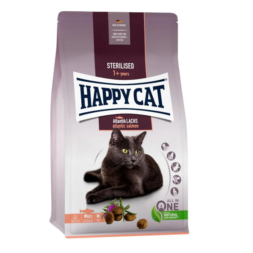 Happy Cat Sterilised Adult salmão do Atlântico ração para gatos