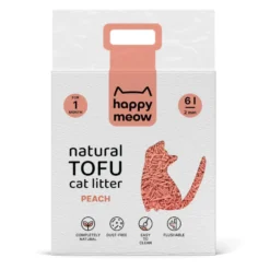 Happy Meow Areia Natural de tofu com aroma a pêssego para gatos