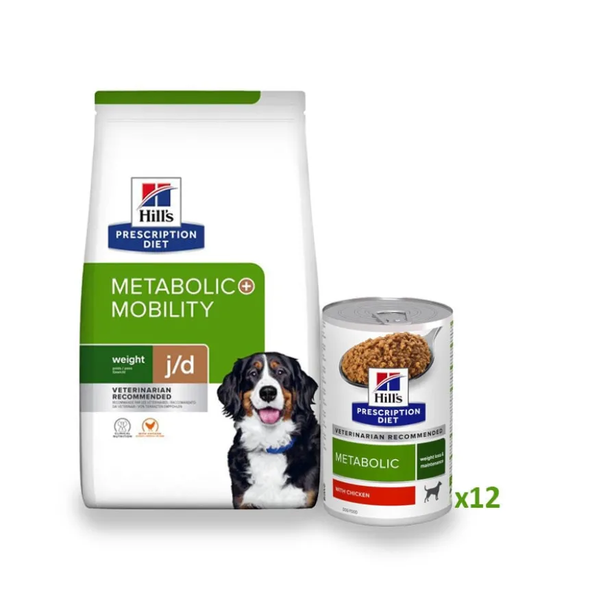 Hill's Pack Prescription Diet Metabolic + Mobility Ração e Latas para Cães
