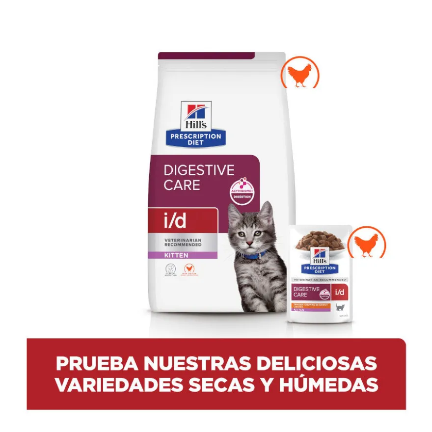 Hill's Prescription Diet I/D Digestive Care Kitten Comida húmida de frango em lata para gatinhos