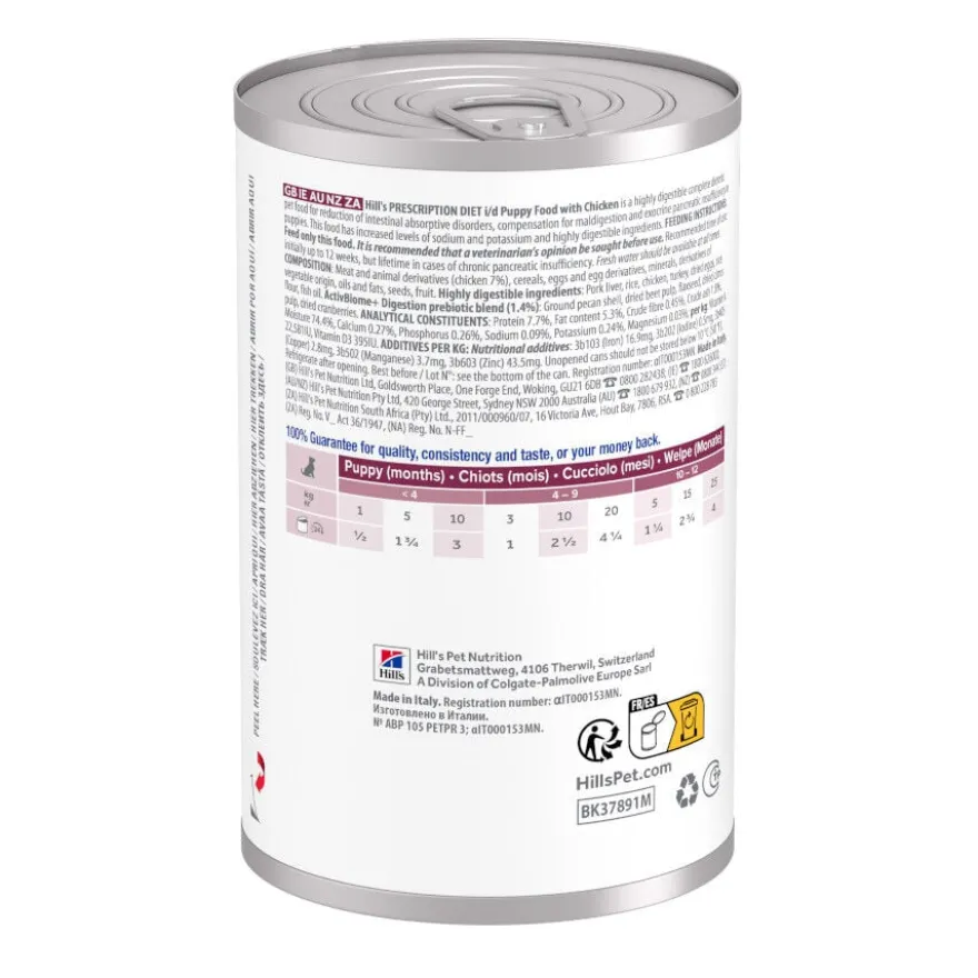 Hill's Prescription Diet i/d Digestive Care Puppy Comida húmida de frango em lata para cachorros