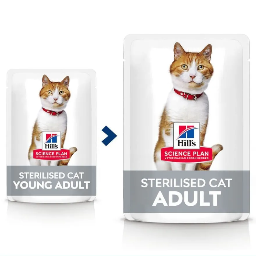 Hill's Young Adult Science Plan Sterilised Carne e Peixe saqueta para gatos - Multipack 12