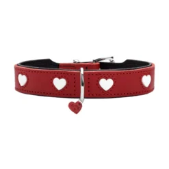Hunter Love Coleira de couro vermelho para cães