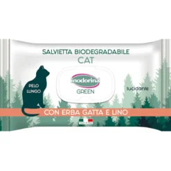 Inodorina Green toalhitas húmidas para gatos de pelo longo