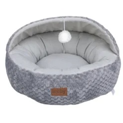Leeby Alcofa Cinzenta e Branca com Brinquedo para gatos