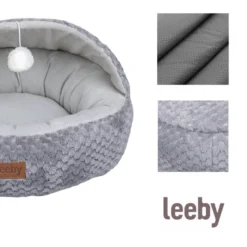 Leeby Alcofa Cinzenta e Branca com Brinquedo para gatos