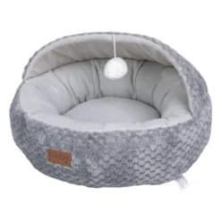 Leeby Alcofa Cinzenta e Branca com Brinquedo para gatos