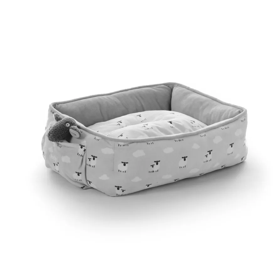 Leeby Alcofa de ovelhas com almofada amovível e brinquedo para cachorros