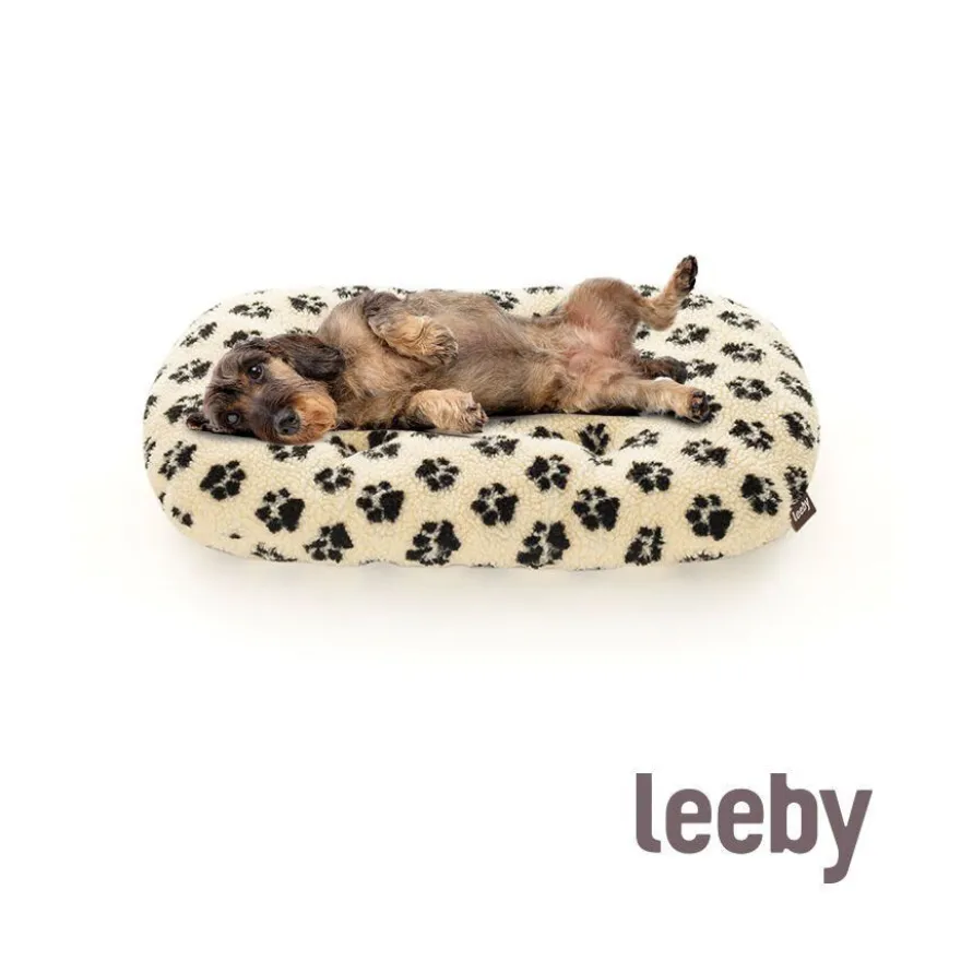 Leeby Almofada oval com estampado de patas para cães