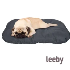 Leeby almofada oval preta para cães