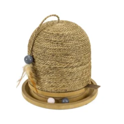 Leeby Beau arranhador redondo com brinquedo para gatos