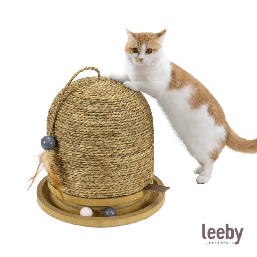 Leeby Beau arranhador redondo com brinquedo para gatos