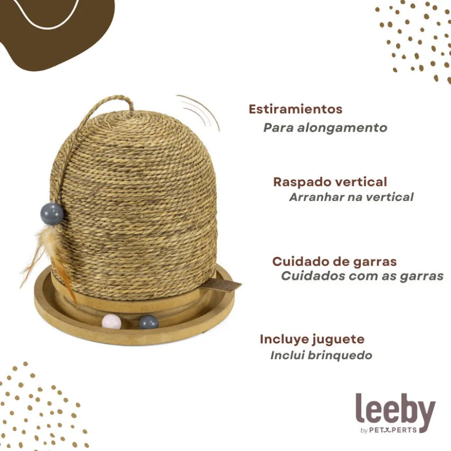 Leeby Beau arranhador redondo com brinquedo para gatos