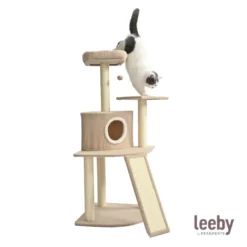 Leeby Boucle Collection árvore arranhadora com cama nido e arranhador vertical para gatos