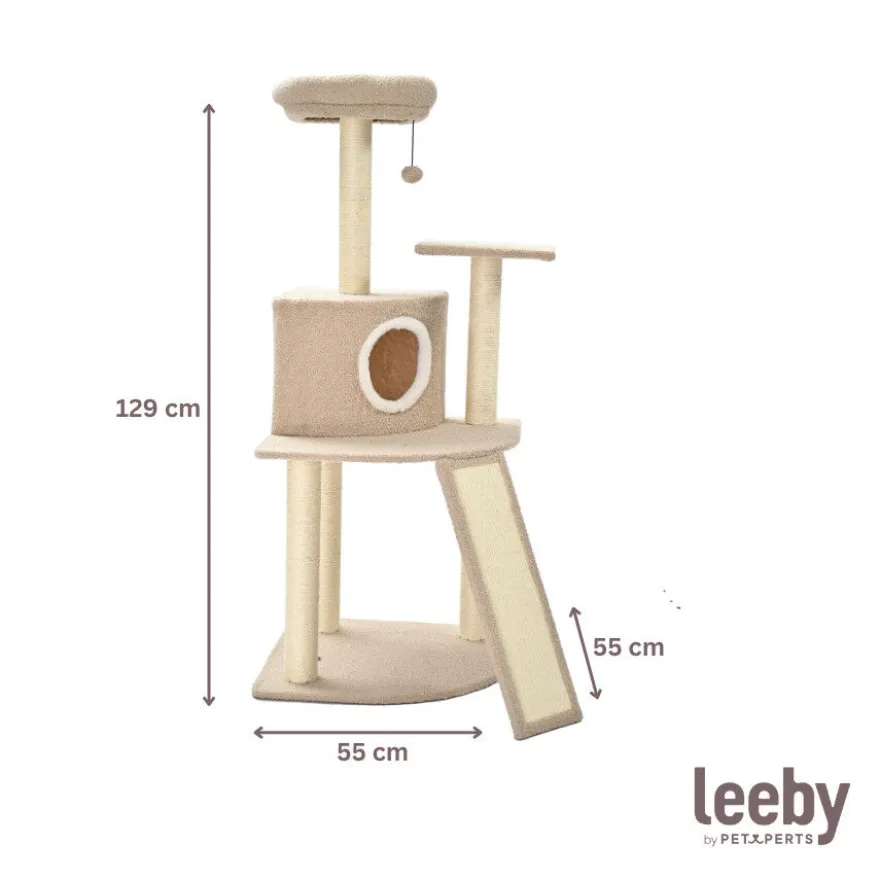 Leeby Boucle Collection árvore arranhadora com cama nido e arranhador vertical para gatos