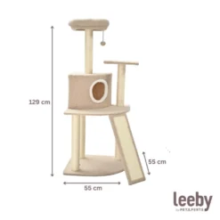 Leeby Boucle Collection árvore arranhadora com cama nido e arranhador vertical para gatos