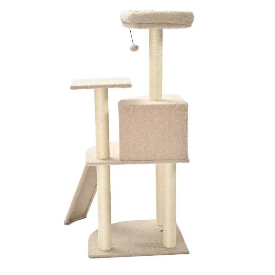 Leeby Boucle Collection árvore arranhadora com cama nido e arranhador vertical para gatos