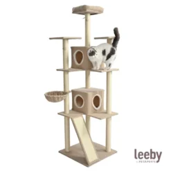 Leeby Boucle Collection árvore arranhadora XL com camas e brinquedos para gatos