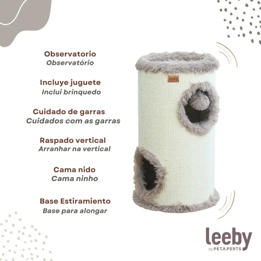 Leeby Bruno barril arranhador com cama nido e brinquedo para gatos