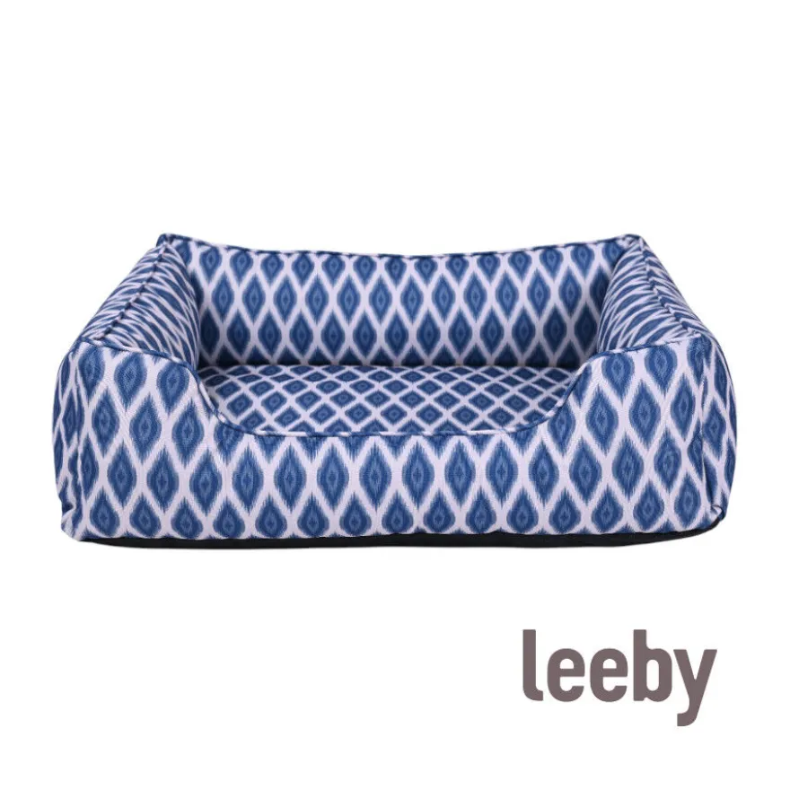 Leeby cama azul impermeável para cães