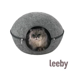Leeby Cama Caverna Feltro Cinzento para gatos