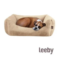 Leeby Cama com almofada amovível bege para cães