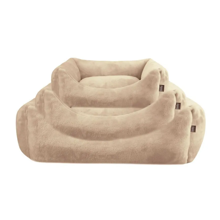 Leeby Cama com almofada amovível bege para cães