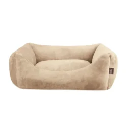 Leeby Cama com almofada amovível bege para cães