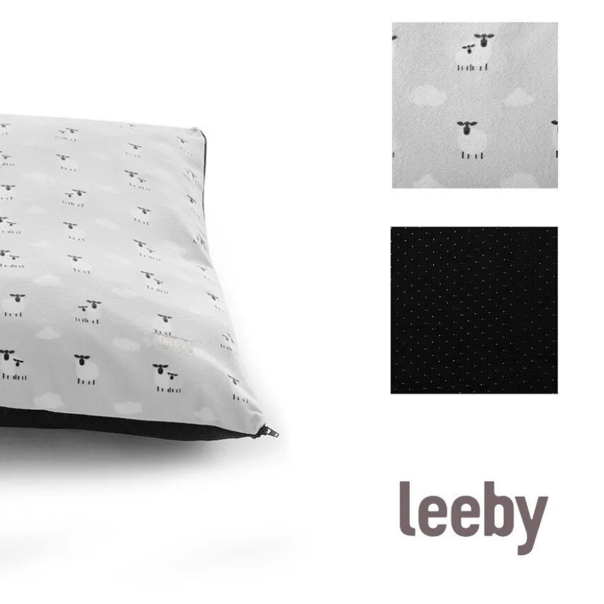 Leeby cama com ovelhas com cobertura amovível cinzenta para cachorros
