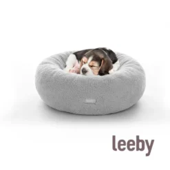 Leeby Cama de pelo cinzenta com ovelhas com cobertura amovível para cachorros