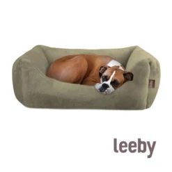 Leeby Cama de veludo verde para cães