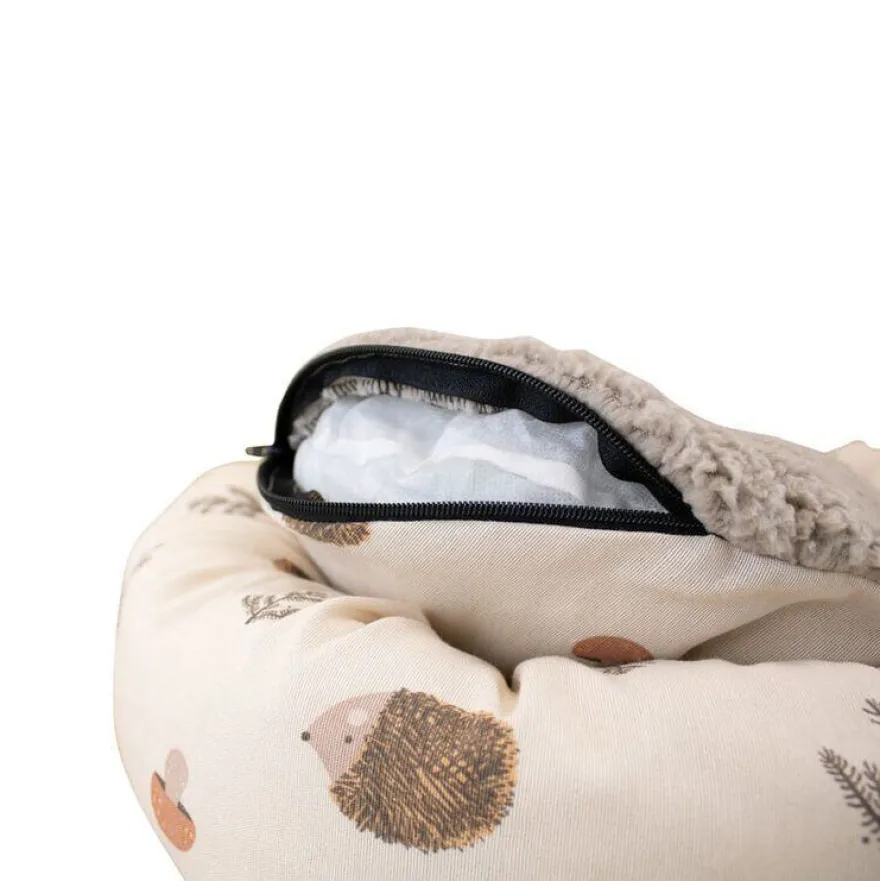 Leeby Cama Donut Antiderrapante Branca com Ouriços para gatos