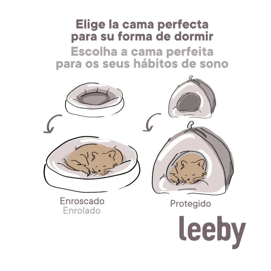 Leeby Cama Donut Antiderrapante Branca com Ouriços para gatos