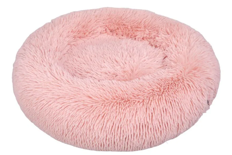 Leeby Cama Donut Anti Stress de Pelo Rosa para gatos