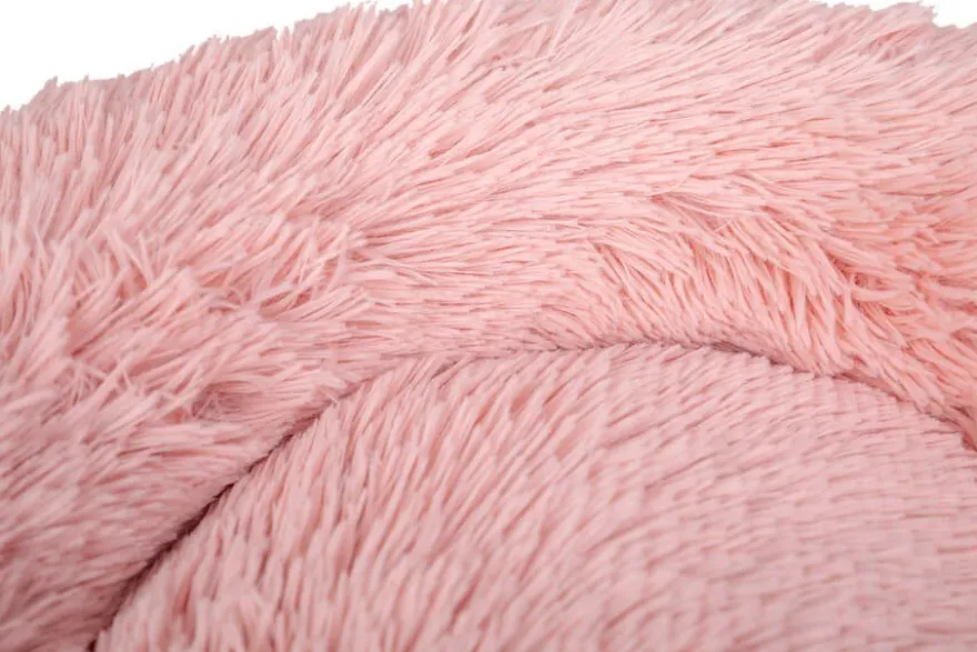 Leeby Cama Donut Anti Stress de Pelo Rosa para gatos