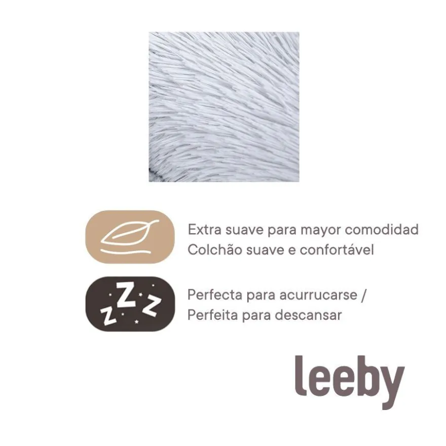 Leeby Cama Donut Anti Stress de Pelo Rosa para gatos