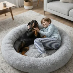 Leeby Cama Donut Anti Stress XXL Cinzenta para pessoas e cães