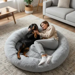 Leeby Cama Donut Anti Stress XXL Cinzenta para pessoas e cães