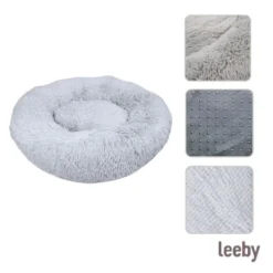 Leeby Cama Donut Anti Stress XXL Cinzenta para pessoas e cães