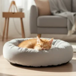 Leeby Cama donut cinzenta para gatos
