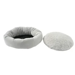 Leeby Cama donut cinzenta para gatos