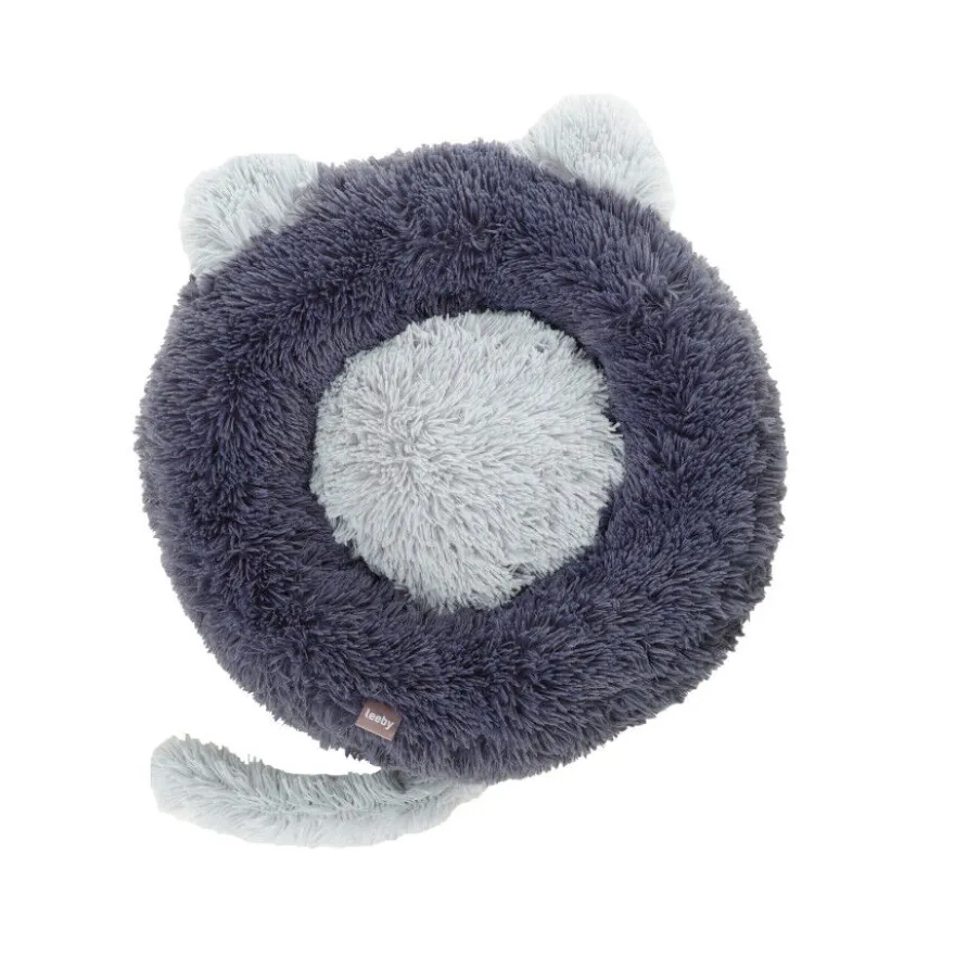 Leeby Cama Donut com Orelha e Cauda Cinzento para gatos