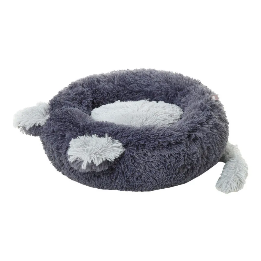 Leeby Cama Donut com Orelha e Cauda Cinzento para gatos