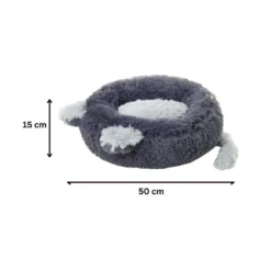 Leeby Cama Donut com Orelha e Cauda Cinzento para gatos