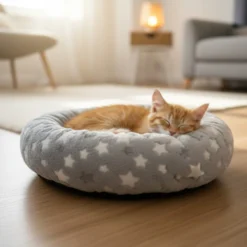 Leeby Cama donut estrela cinzenta para gatos