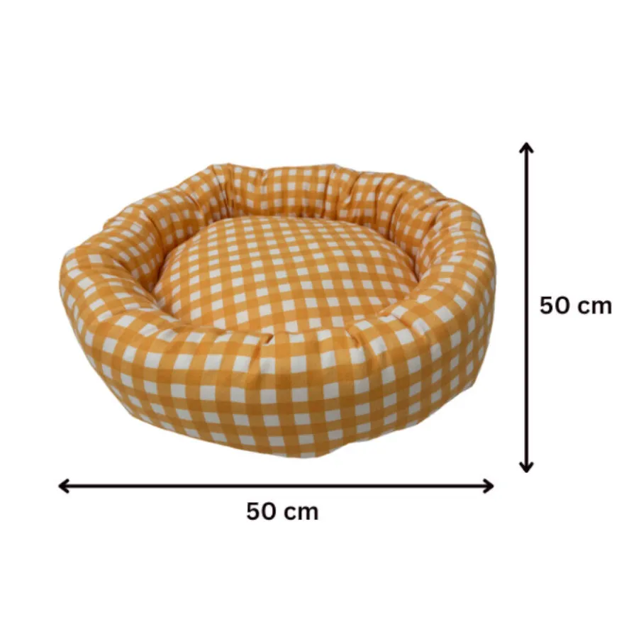 Leeby Cama Donut Vichy Laranja para gatos