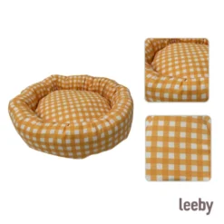 Leeby Cama Donut Vichy Laranja para gatos