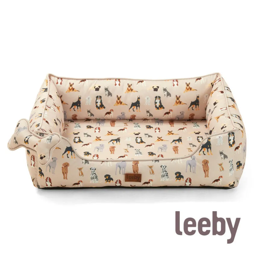 Leeby Cama estampada ortopédica para cães